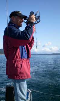 Capt Dave with Sextant in Puget Sound